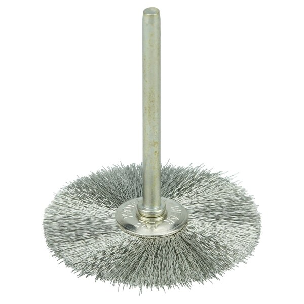 Weiler 1-1/2" Miniature Wire Wheel, .005" Stainless Steel Fill, 1/8" Stem 26294 - main